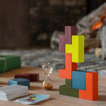 Family Game 3D Puzzle 'Kubus' In Coloured Beech Wood, 5 of 5