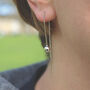 Silver Round Bead Drop Earrings For Women, thumbnail 1 of 5