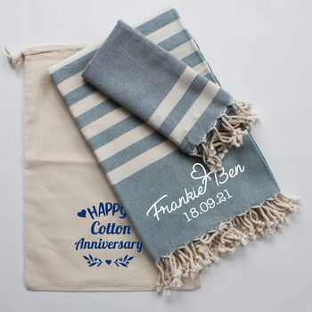 Personalised Beach Towel Gift Set, 2nd Anniversary Gift, 5 of 12