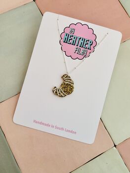 Croissant Glitter Charm Necklace / Bakery Lover Gift / Coffee Shop Lover Gift / French Café Jewellery, 4 of 9