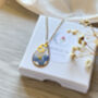Forget Me Nots Teardrop Inital Necklace, thumbnail 2 of 7