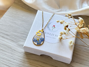 Forget Me Nots Teardrop Inital Necklace, 2 of 7
