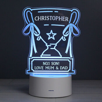 Personalised Trophy LED Colour Changing Night Light, 2 of 9