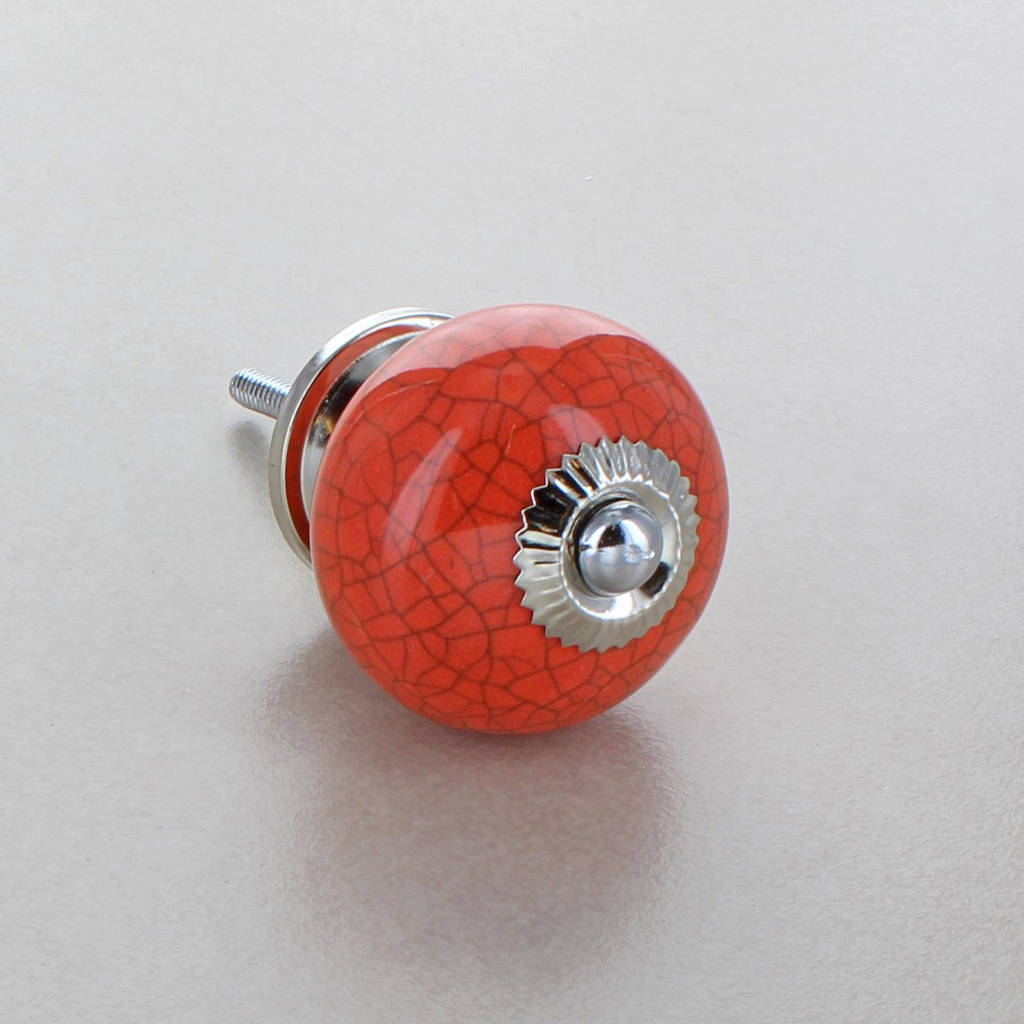 Orange Crackle Cupboard Door Knob Drawer Handle By G Decor