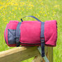 Navy And Raspberry Red Fleece Picnic Blanket, thumbnail 1 of 1
