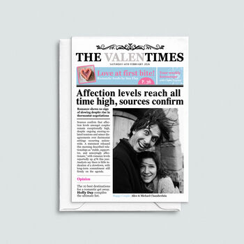 Personalised Newspaper Valentine's Day Card, 2 of 3