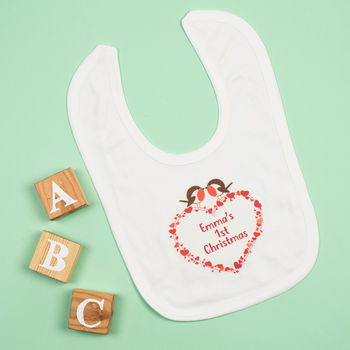 Personalised Heart Baby First Christmas Babygrow, 6 of 9