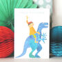 Boy With Dinosaur Birthday Card, thumbnail 3 of 3