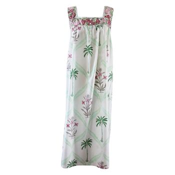 Ladies Floral Pink Palm Cotton Nightdress 'Rae', 4 of 4