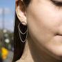Sterling Silver Chain Curve Stud Earrings, thumbnail 2 of 3