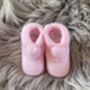 Pink Knitted Baby Booties With Pom Pom, thumbnail 3 of 8