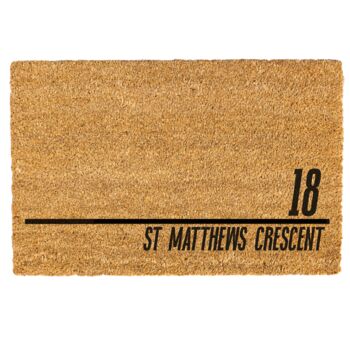 Personalised Coir Doormat With House Number And Street Name, 6 of 11