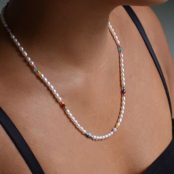 Freshwater Pearl Necklace With Gemstone Beads, 5 of 8