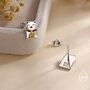 Sterling Silver Japanese Maneki Neko Cat Stud Earrings, thumbnail 9 of 10