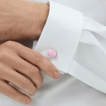 Woven Fabric Faced Cufflinks Pink, 2 of 4