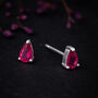 Sterling Silver Teardrop Ruby Mini Stud Earrings, thumbnail 1 of 5