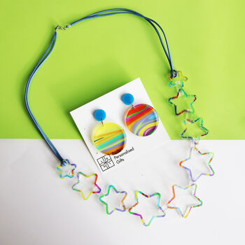 Printed Acrylic Geometric Star Necklace, 2 of 9