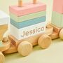 Personalised Wooden Train Pull A Long Toy With Blocks, thumbnail 2 of 4