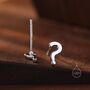 Question Mark Stud Earrings In Sterling Silver, thumbnail 2 of 11