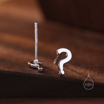 Question Mark Stud Earrings In Sterling Silver, 2 of 11