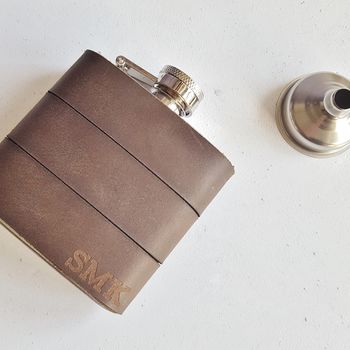 Personalised Hip Flask Made With Re Purposed Leather, 6 of 6