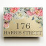 Personalised Mirrored Pink Peony House Door Number Sign, thumbnail 5 of 7