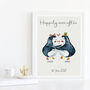 Penguins Personalised Wedding Print, thumbnail 2 of 5