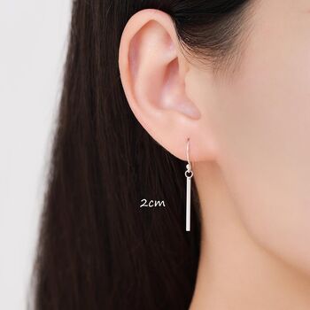 Sterling Silver Asymmetric Dangle Bar Earrings In Sterling Silver, 2 of 12