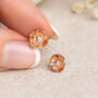 Sterling Silver And Rose Gold August Birth Flower Stud Earrings – 7mm, thumbnail 1 of 10