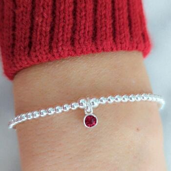 Sterling Silver January Birthstone Stretch Bracelet, 2 of 11