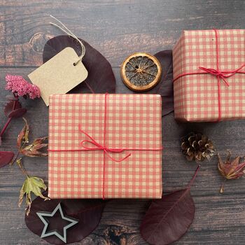 Christmas Gingham Paper Fibre Wrapping Paper, 3 of 5