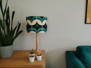 Blue Geometric Retro Floral Design Handmade Lampshade Table Floor Or Ceiling Pendant, 9 of 10