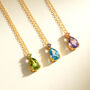 Blue Sapphire And Blue Topaz Pear Cut Pendant Necklace In Sterling Silver And Gold Vermeil, thumbnail 5 of 12