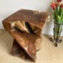 Hand Carved Teak Wooden Root Side Table Square Twisted, thumbnail 4 of 5