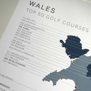Blue Wales Golf Course Map And Checklist Top 50, 2 of 3