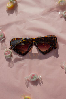 Tortoise Shell Chunky Oversized Heart Sunglasses, 3 of 7