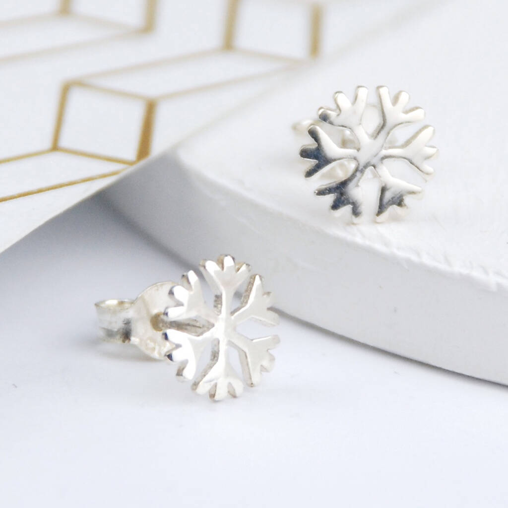 Sterling Silver Snowflake Studs By Penelopetom | notonthehighstreet.com