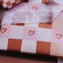 Terracotta Check Gift Wrap Set – Classic Checkerboard And Heart Designs For Romantic And Everyday Gifting, thumbnail 5 of 6