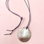 Cord Pendant Necklace With Round Shell Piece Charm, thumbnail 2 of 4