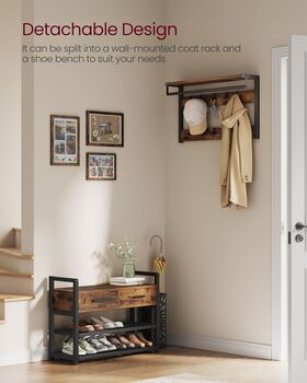 Hall Tree With Bench, Coat Rack And Shoe Storage, 4 of 7