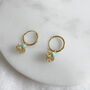 Lotus Flower Turquoise Huggie Hoops Gold Vermeil, thumbnail 3 of 6