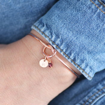Rose Gold Plated Friendship Knot Bangle, 7 of 12