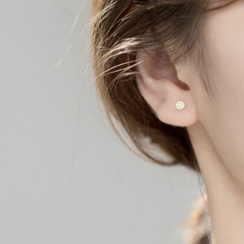 Sterling Silver Tiny Crystal Circle Stud Earrings, 2 of 5