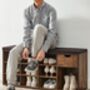Shoe Storage Bench With Cushion Drawer Open Compartment, thumbnail 9 of 12