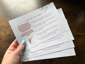 Wedding Table Captain Checklist Sheets A5, 4 of 4