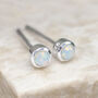 Mini Sterling Silver White Opal Stud Earrings, thumbnail 4 of 10