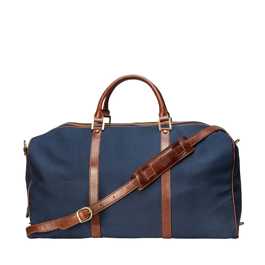 Personalised Canvas/Leather Large Holdall.'Giovane L' By Maxwell-Scott