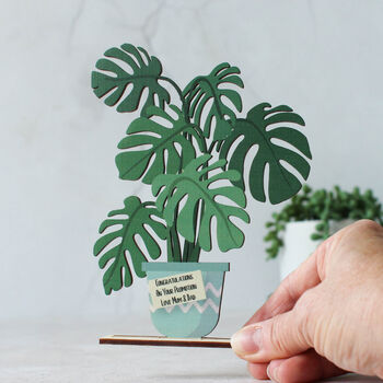 Personalised Wooden Card, Monstera Plant, 2 of 5