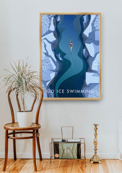 Go Ice Swimming Travel Poster Art Print, 5 of 8