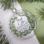 First Married Christmas Wreath Flat Glass Bauble, thumbnail 5 of 8